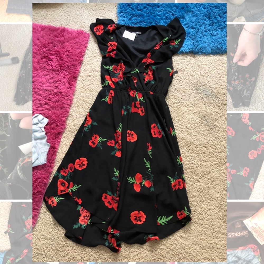 Black and red floral dress never worn